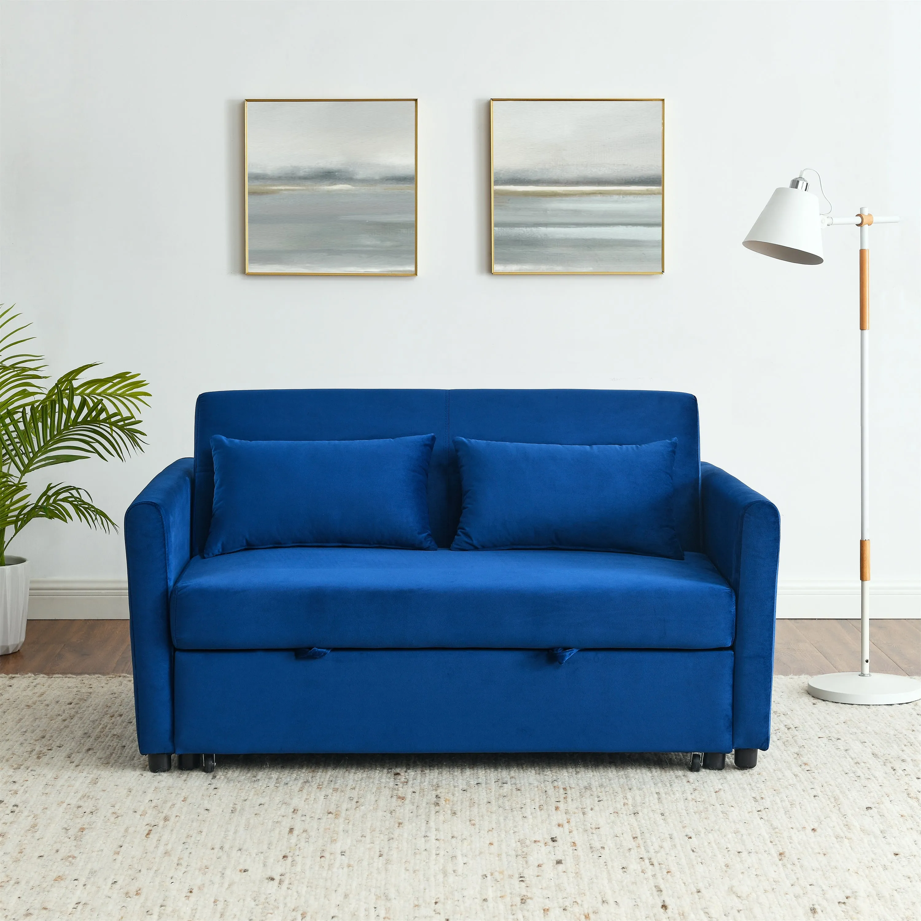 3-in-1 Versatile Velvet Convertible Sofa Bed