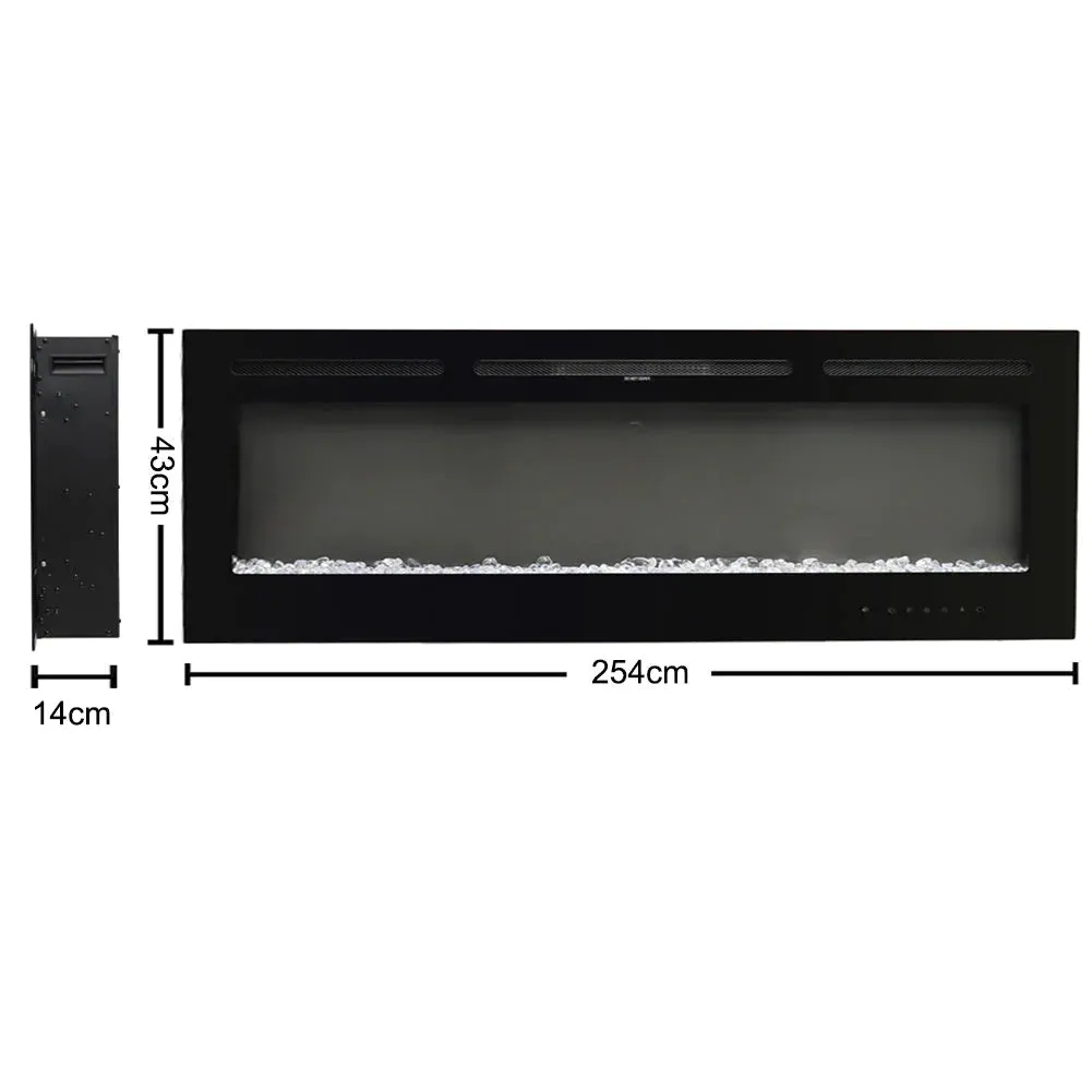 70'' 80" Electric Fireplace Wall Mounted Recessed Into Fire 9 Fuel Bed Color
