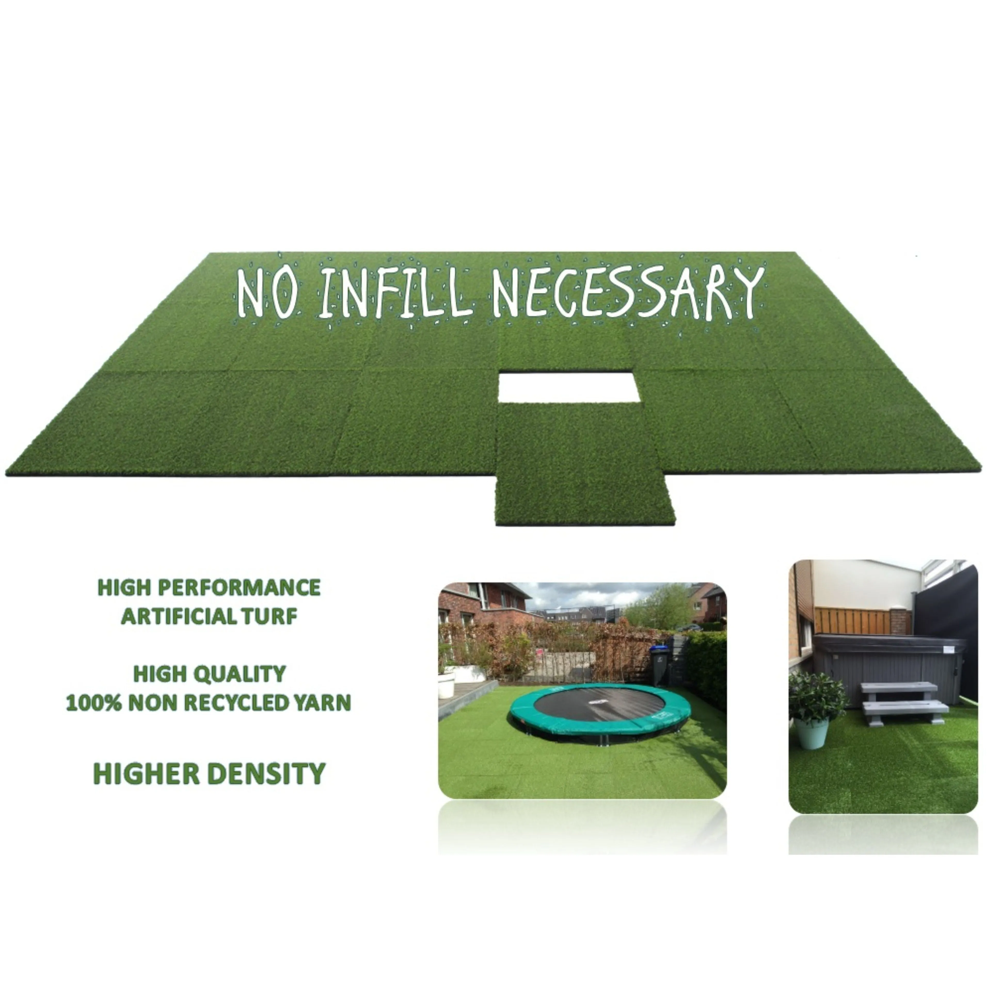 Artificial Grass topped rubber garden floor tiles 2nd edition (Active) 15mm sbr  25mm artificial turf