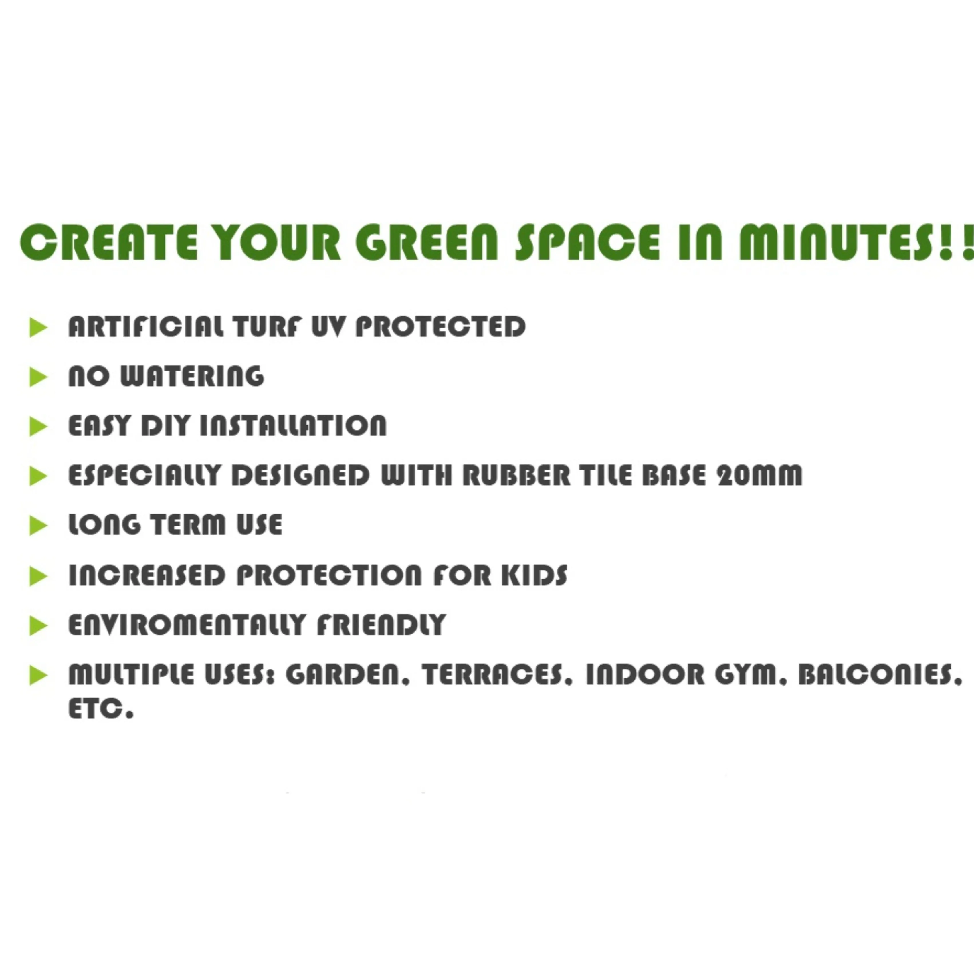 Artificial Grass topped rubber garden floor tiles 2nd edition (Active) 15mm sbr  25mm artificial turf