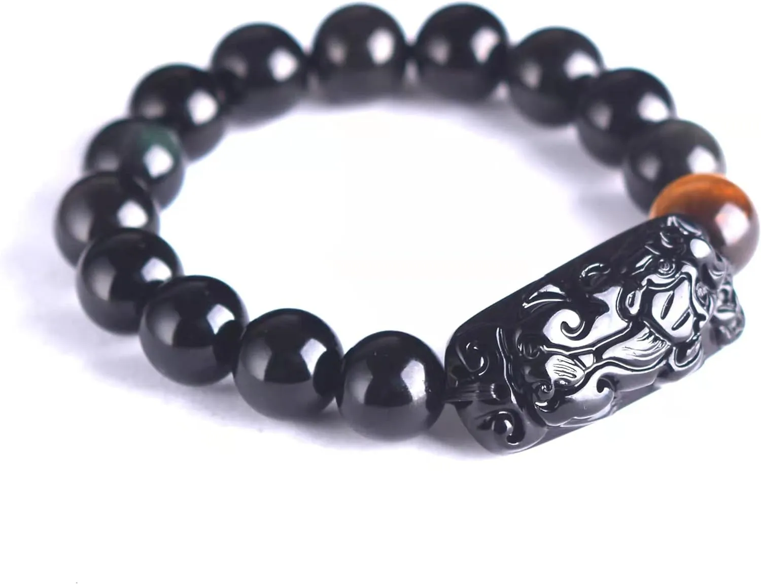 Black Obsidian Bracelet, Feng Shui Black Obsidian Wealth Bracelet