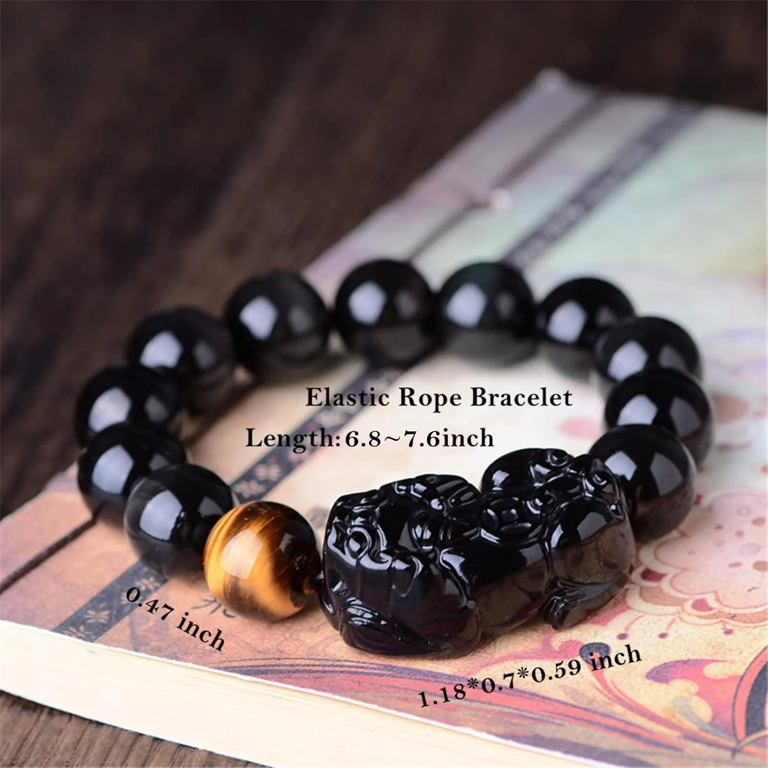 Black Obsidian Bracelet, Feng Shui Black Obsidian Wealth Bracelet