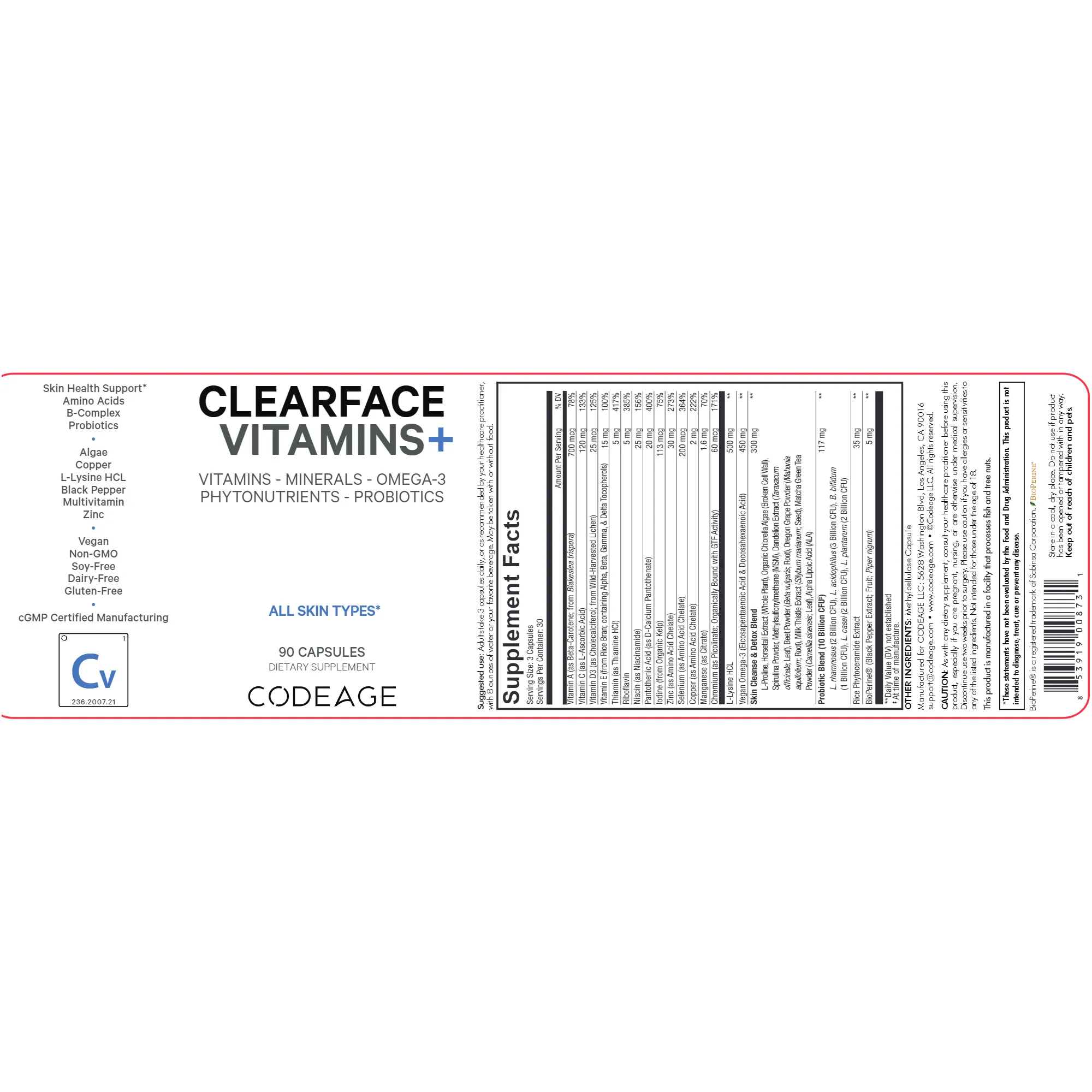 Clearface Acne Skin Vitamins