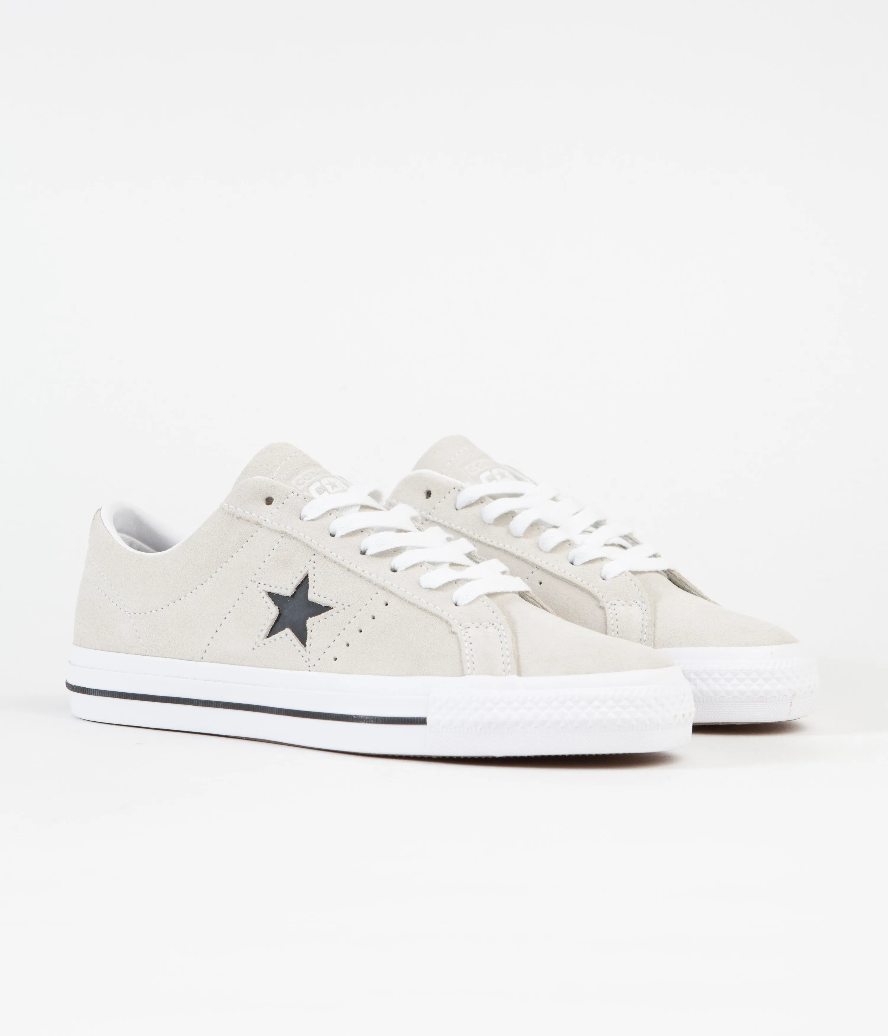 Converse One Star Pro Suede Ox Shoes - Egret / White / Black