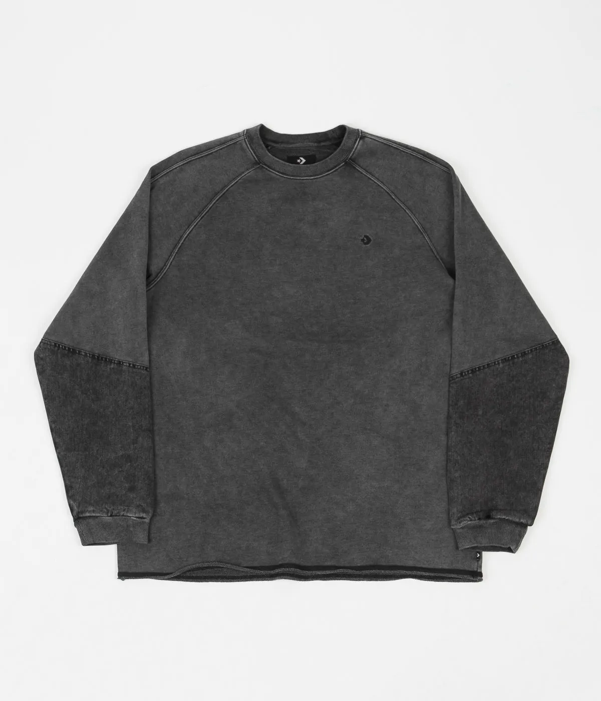 Converse Washed Jersey Crewneck Sweatshirt - Converse Black