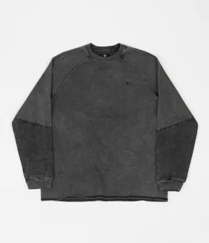 Converse Washed Jersey Crewneck Sweatshirt - Converse Black
