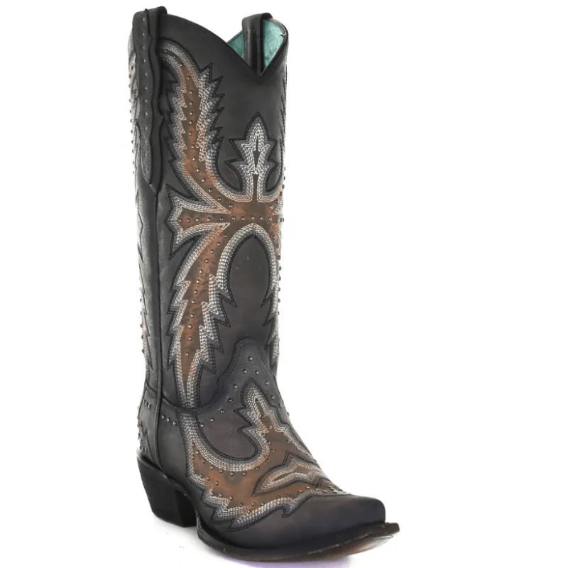 Corral Women's Hand Painted with Embroidery and Studs Western Boots C3651
