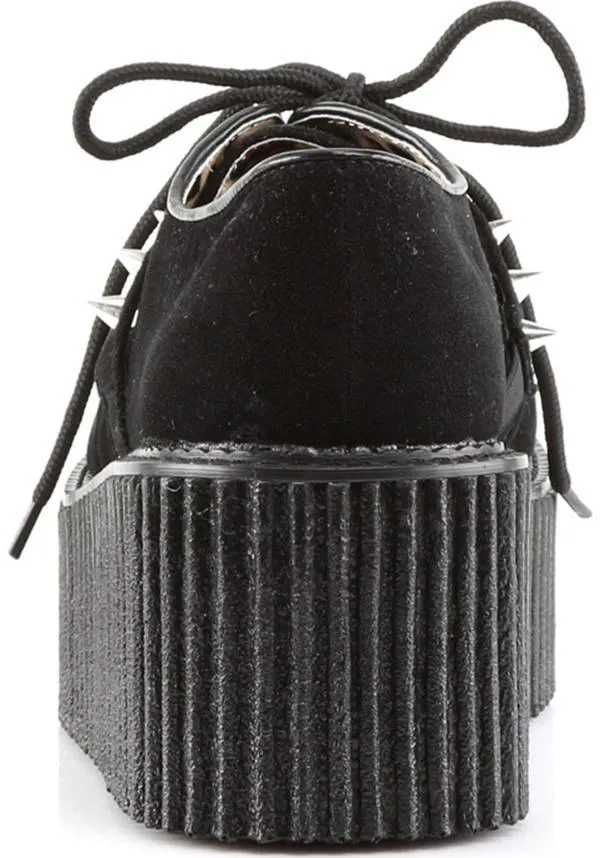 CREEPER-206 [Black Suede] | PLATFORM CREEPERS [IN STOCK] FAULTY**
