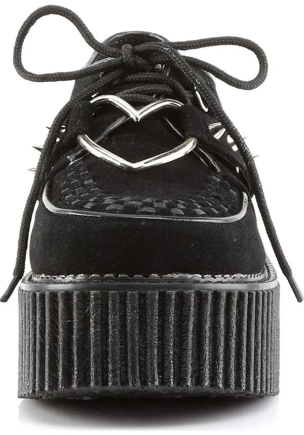 CREEPER-206 [Black Suede] | PLATFORM CREEPERS [IN STOCK] FAULTY**
