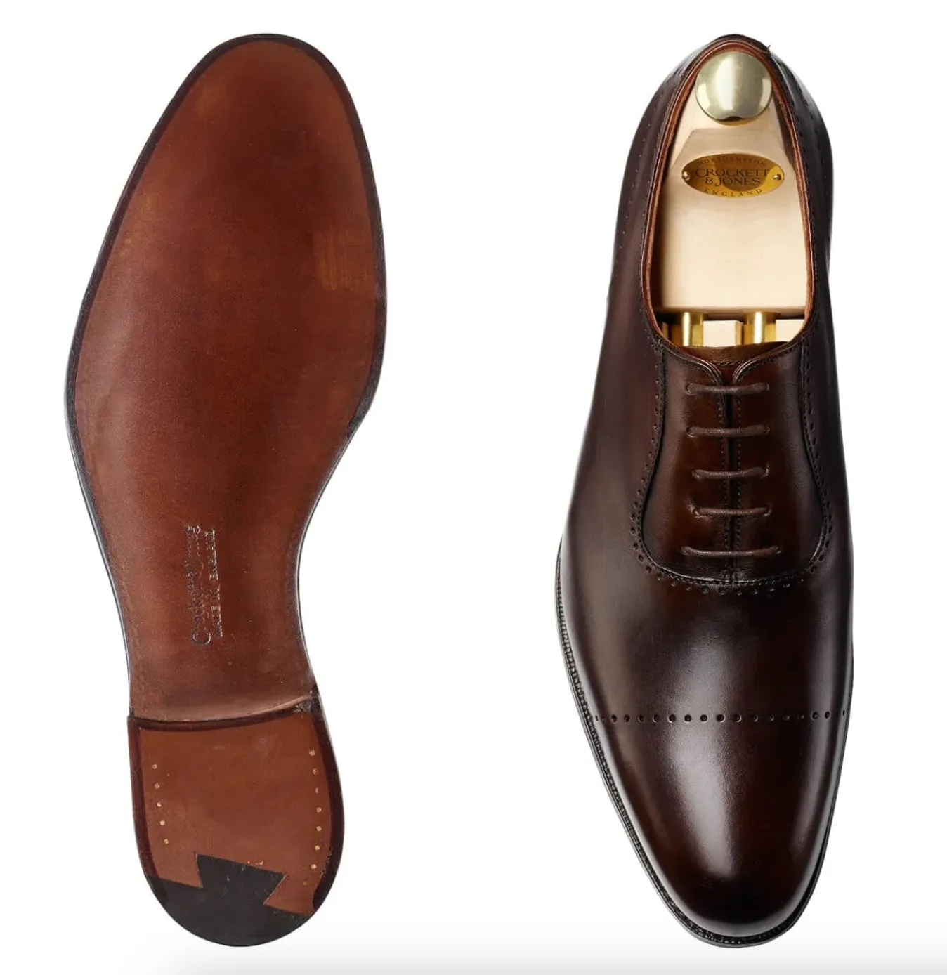 Crockett & Jones Courtenay Handgrade Dk.Brown Antique Calf Punched Oxford Shoes