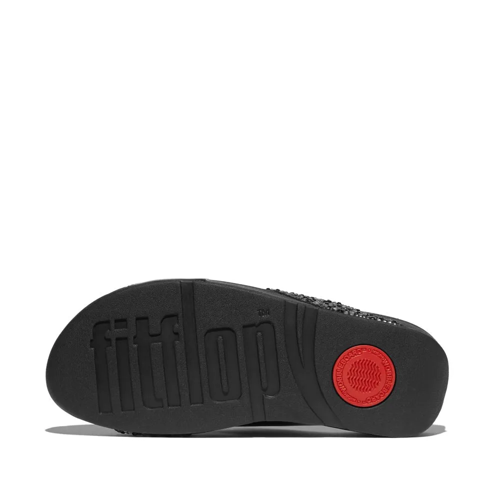 FitFlop Lulu Crystal Mix Slide Sandals - All Black