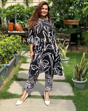 FORTUNA BLACK PRINTED VERSATILE COORD SET