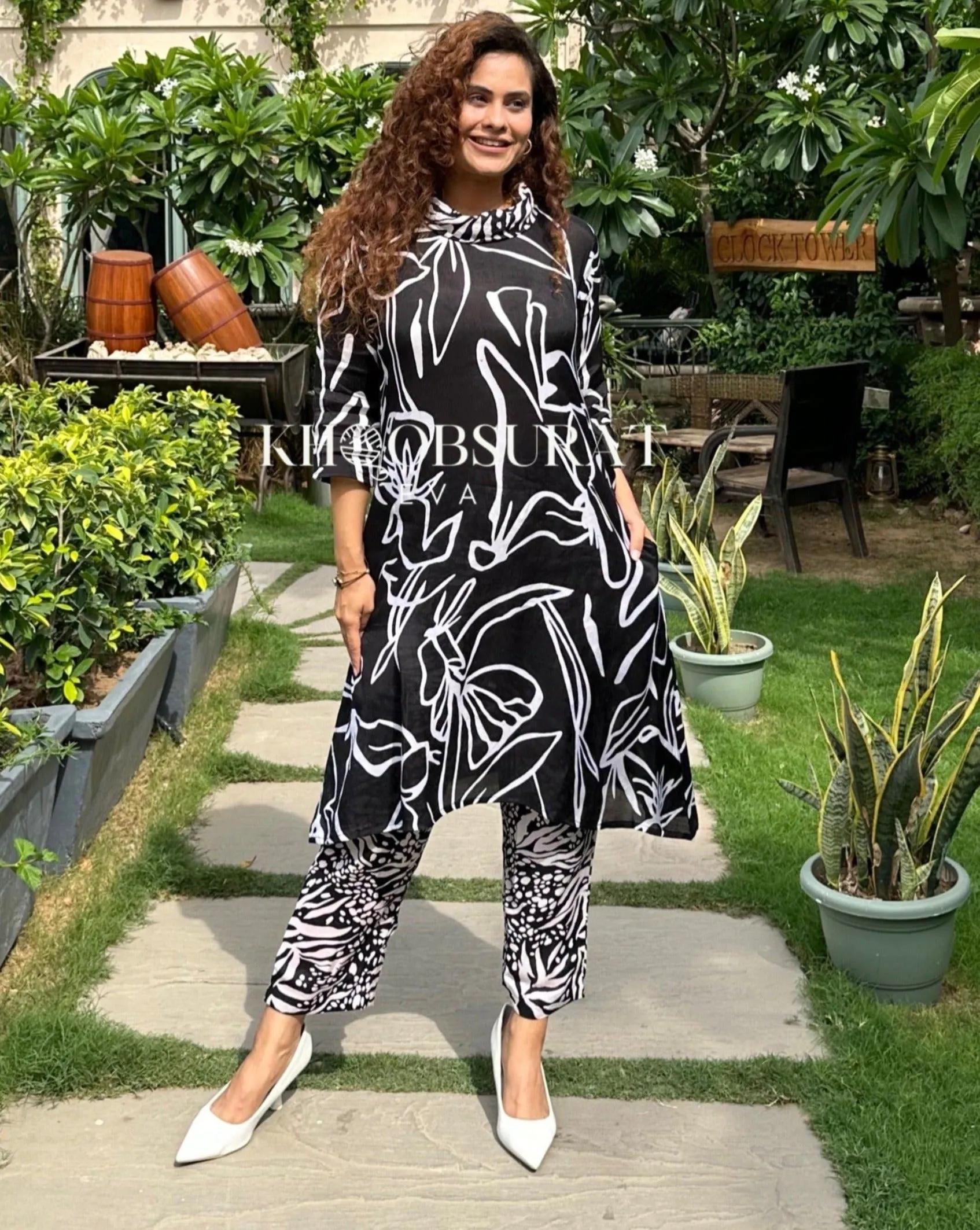 FORTUNA BLACK PRINTED VERSATILE COORD SET