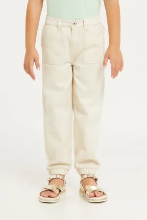 Girls Ecru Jogger Jeans