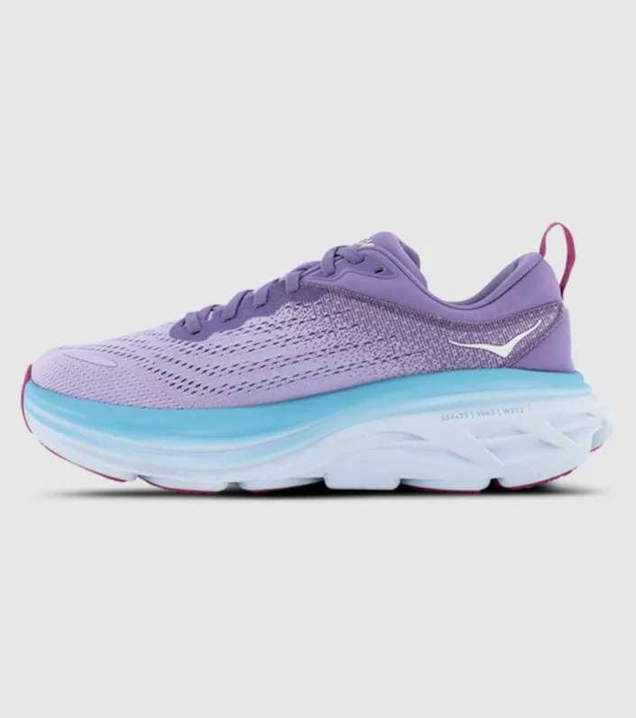 Hoka Womens Bondi 8 (B) Running Shoe - Chalk Violet/Pastel Lilac