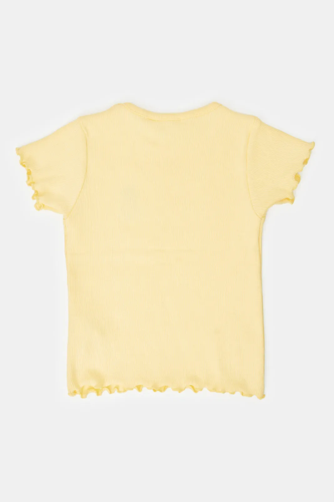 Infant Girls Yellow Pineapple Embroidery Logo T-Shirt