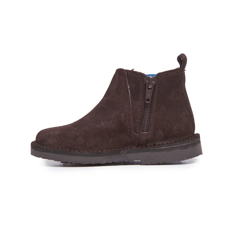 Kid's Childrenchic® Mocha Suede Chelsea Boots with Blue Elastic by childrenchic
