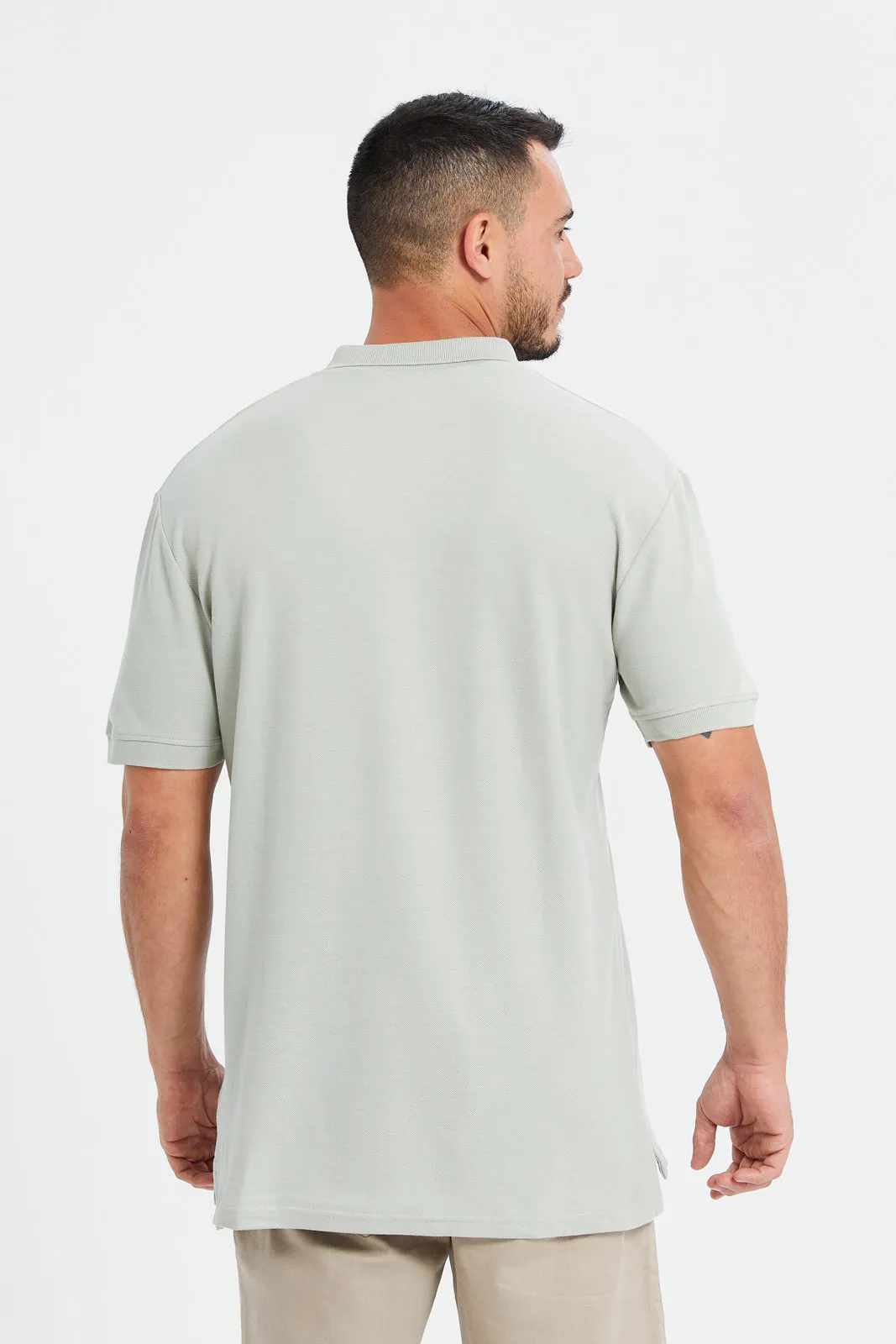 Men Grey Basic Polo Shirt
