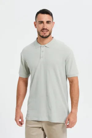 Men Grey Basic Polo Shirt