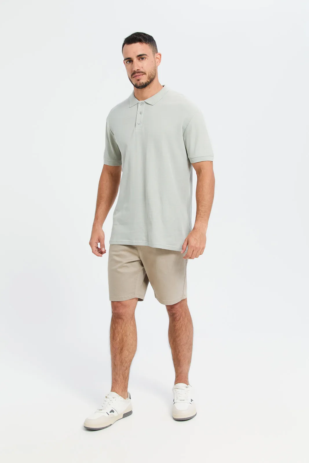 Men Grey Basic Polo Shirt