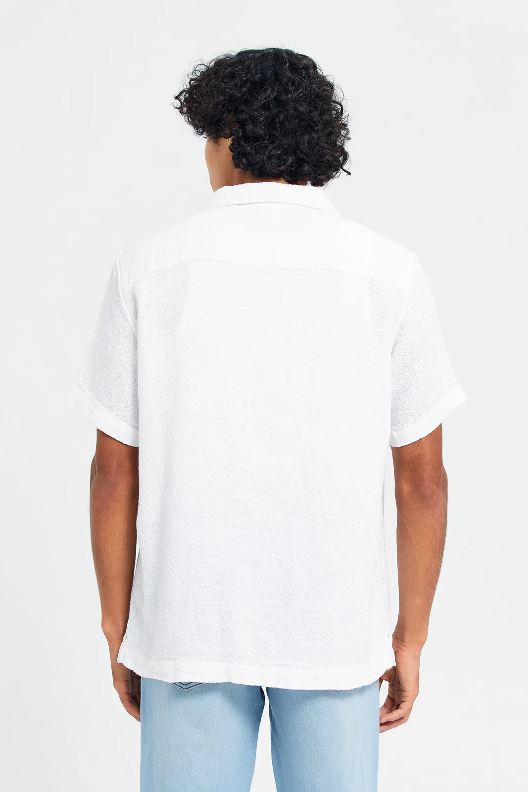 Men White Jacquard Shirt