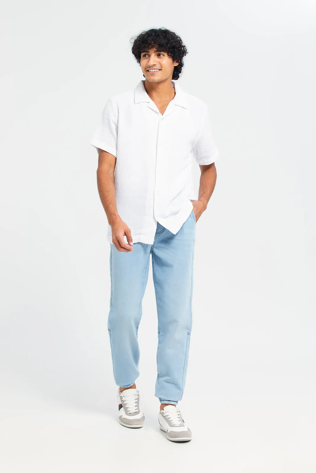 Men White Jacquard Shirt