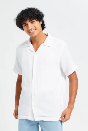 Men White Jacquard Shirt
