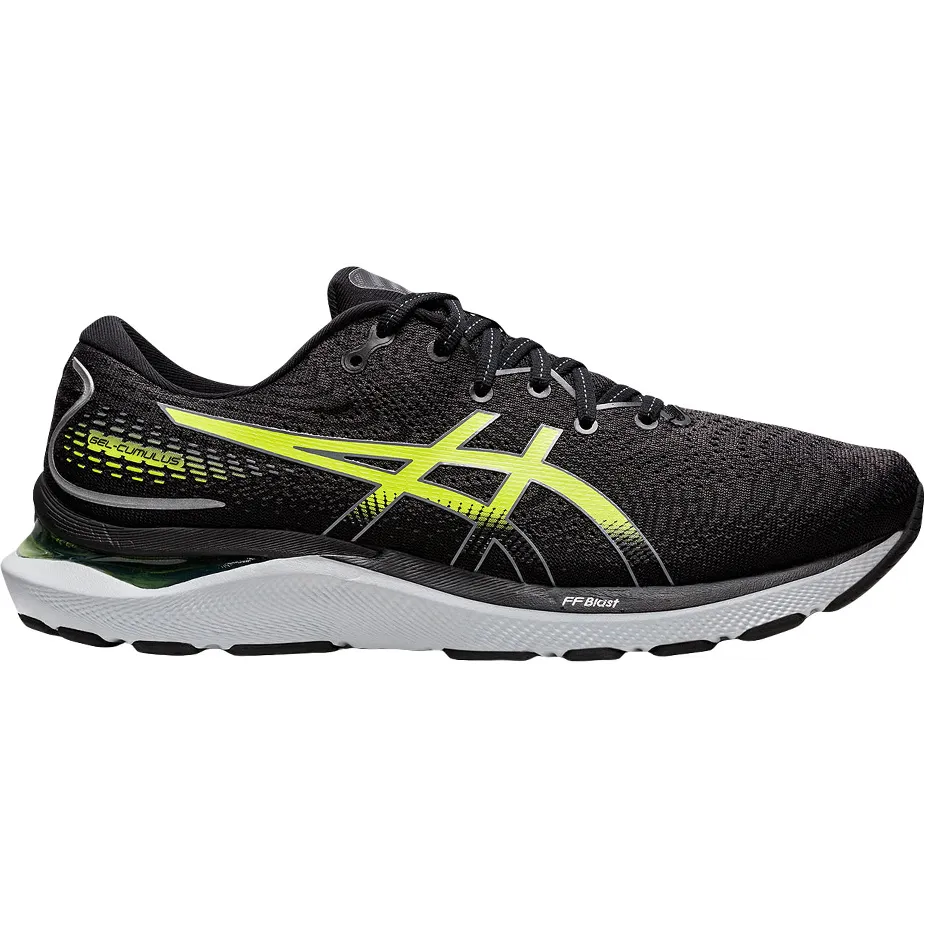 Men's Asics Gel-Cumulus 24, Black/Hazard Green, 11 D Medium