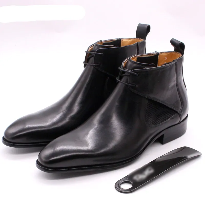 Mens Leather Ankle Boots Brown  Calf Leather