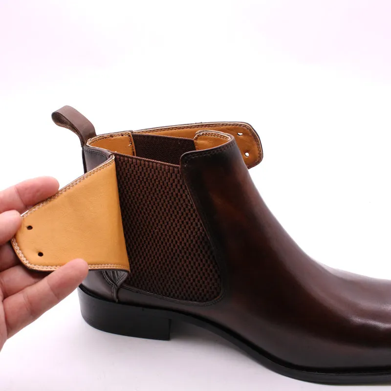 Mens Leather Ankle Boots Brown  Calf Leather