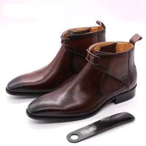 Mens Leather Ankle Boots Brown  Calf Leather