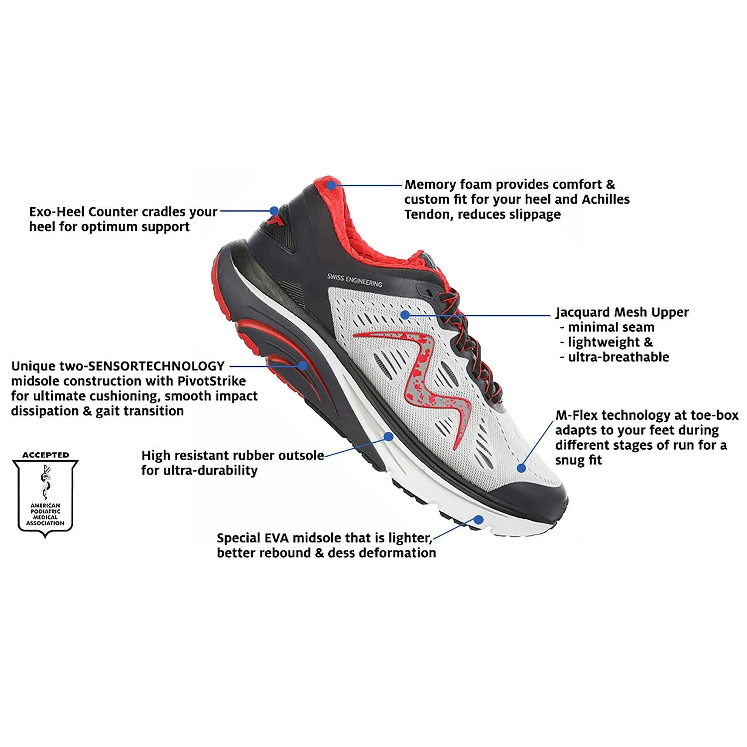 Men's MBT GTC-2000 Lunar Red Mesh