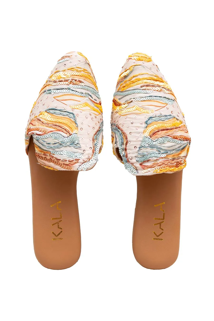 Multicolour Mimosa Wave Embellished Mules