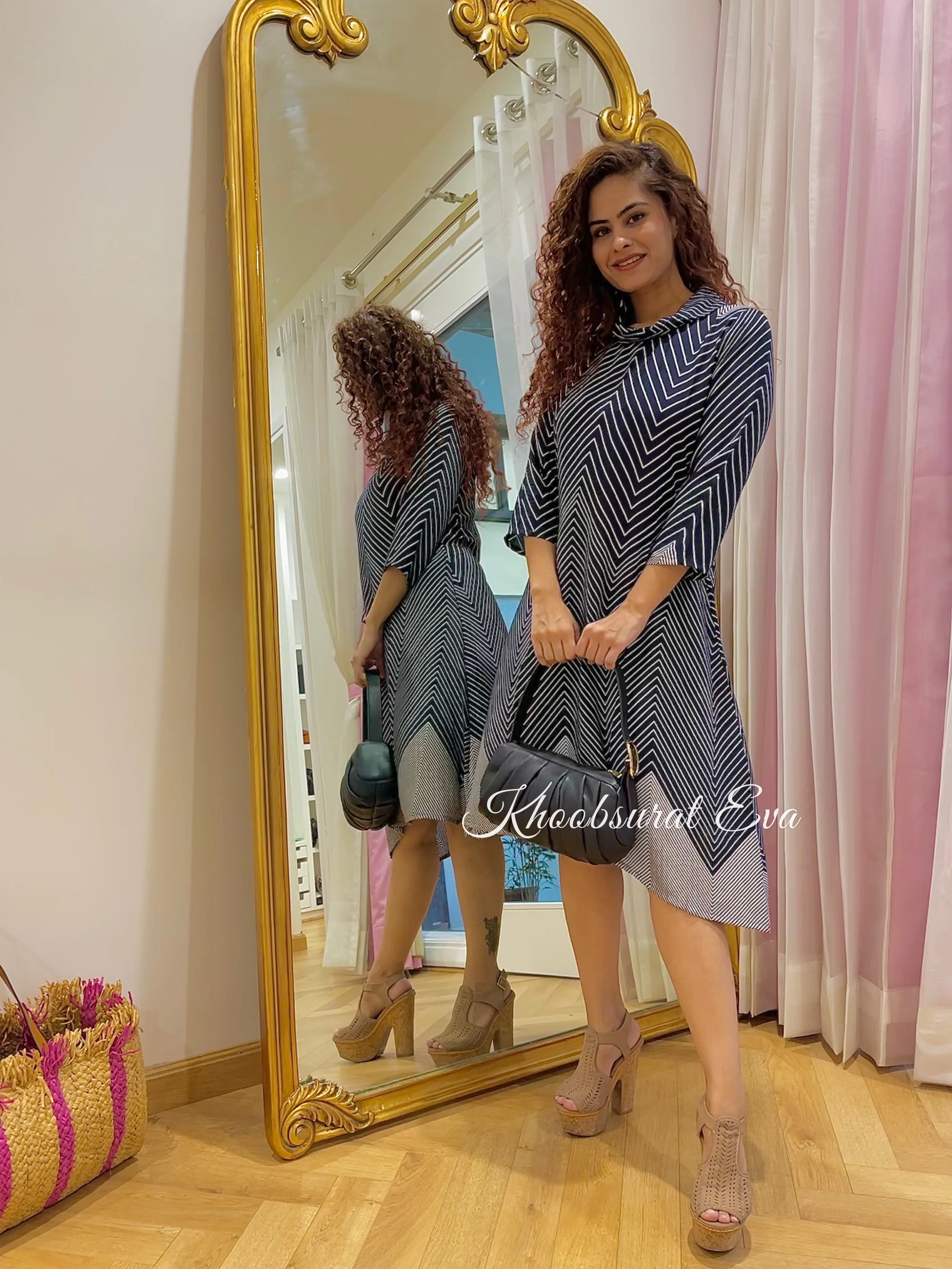 NAVY PRINTED VERSATILE COORD SET