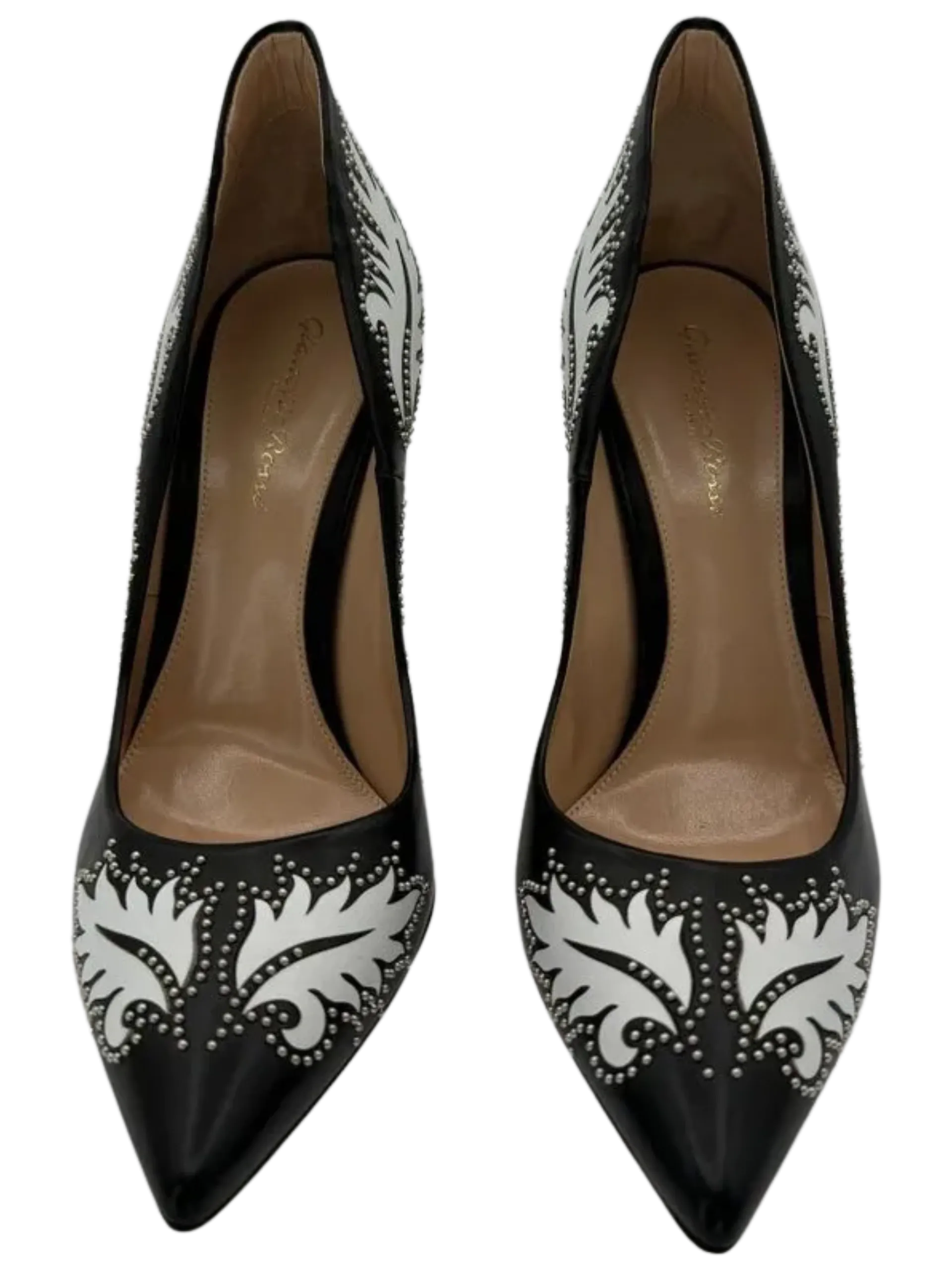 *NEW* Gianvito Rossi Santa Fe Studded Pumps in Black Leather