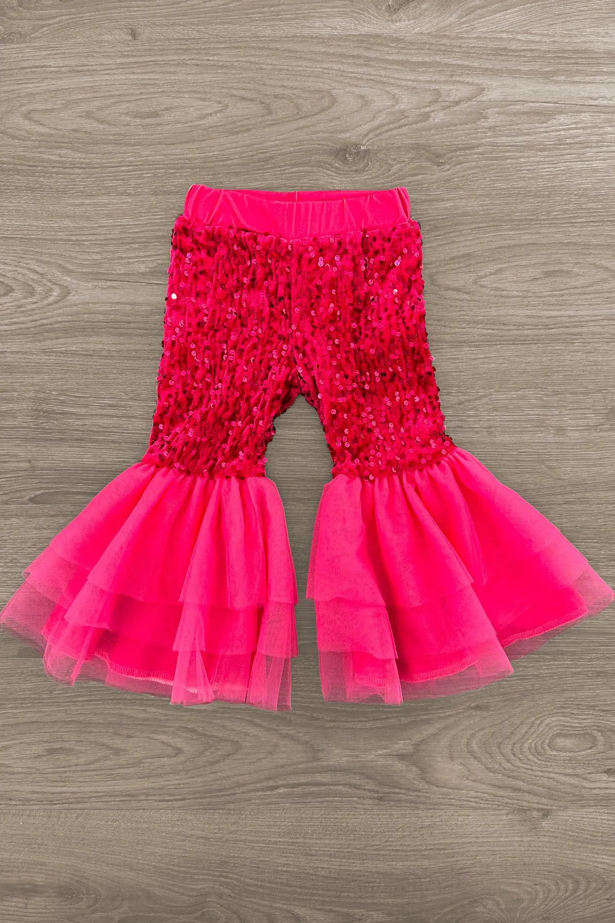 Pink Sequin Santa Bell Bottom Set