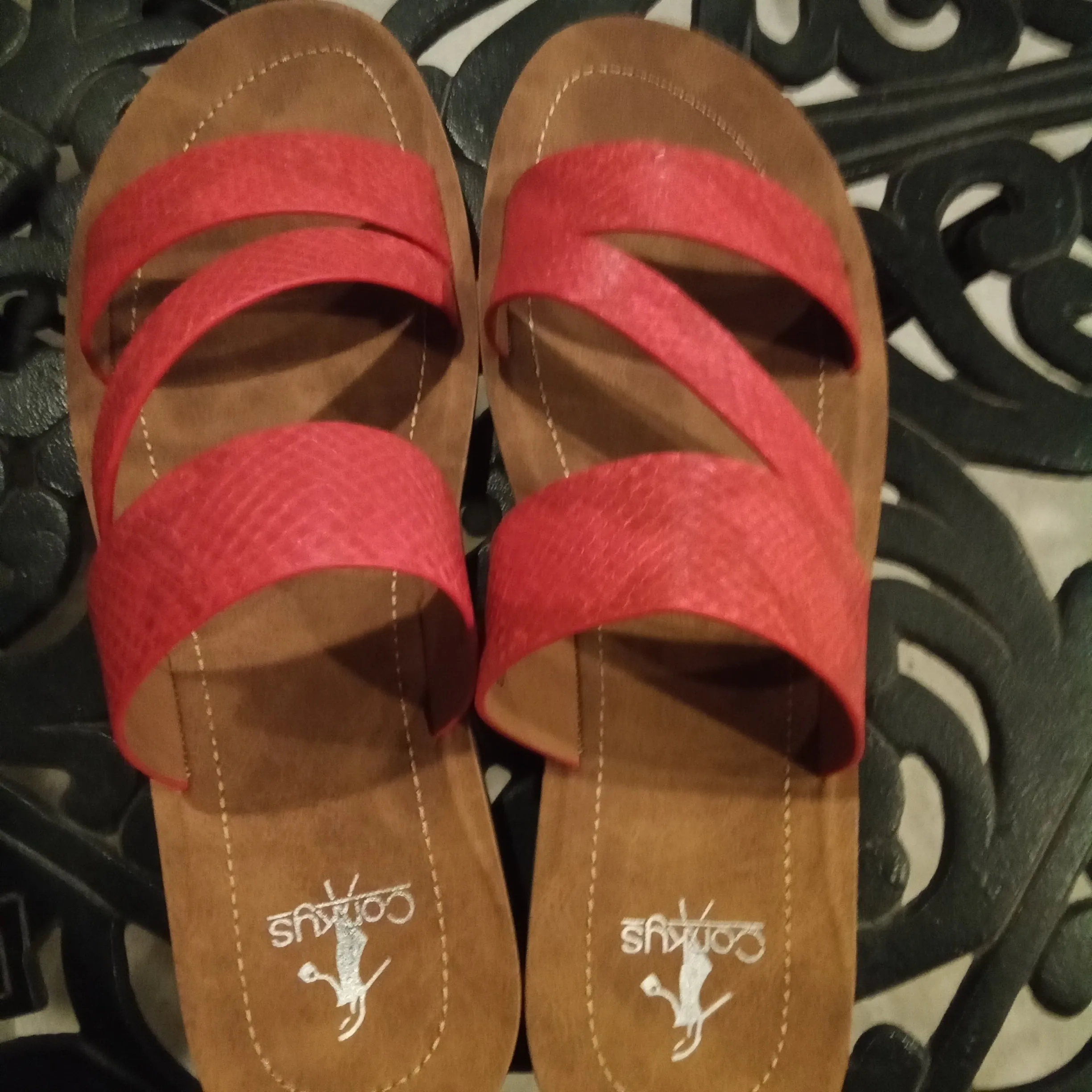 Red Textured Sandal | Corkys Lydia