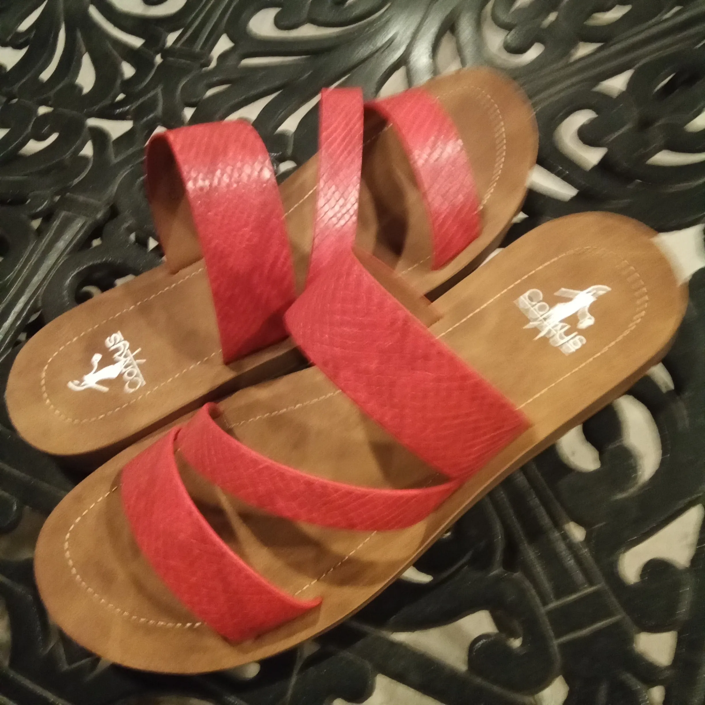 Red Textured Sandal | Corkys Lydia