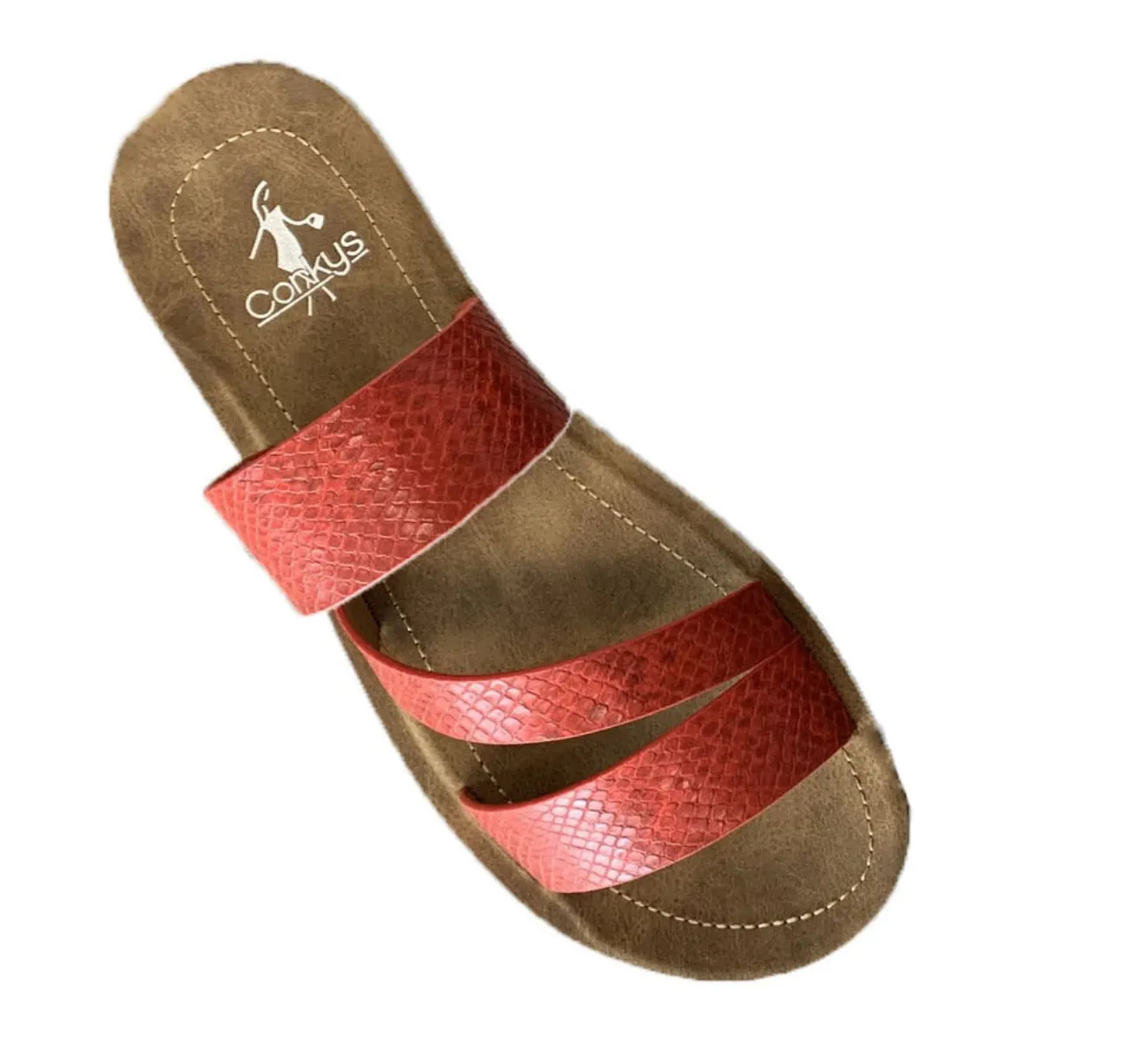 Red Textured Sandal | Corkys Lydia