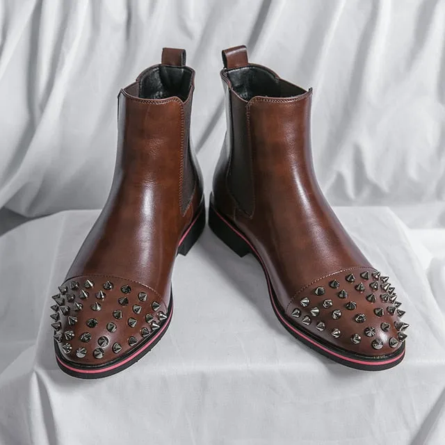 Rivets Point Ankle Chelsea Boots