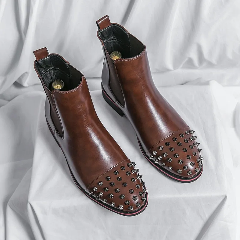 Rivets Point Ankle Chelsea Boots