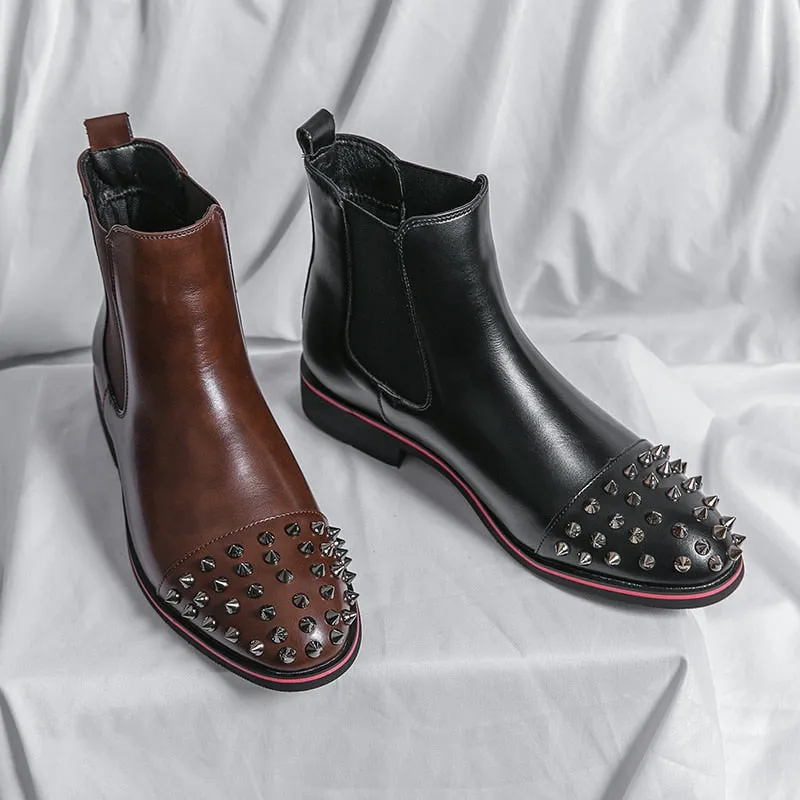 Rivets Point Ankle Chelsea Boots
