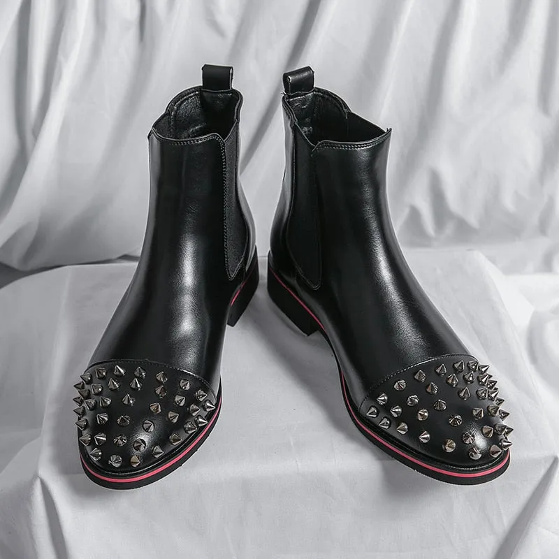 Rivets Point Ankle Chelsea Boots