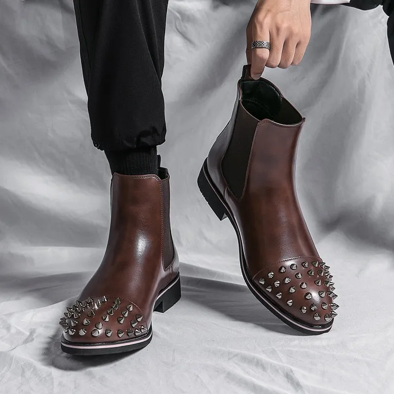 Rivets Point Ankle Chelsea Boots