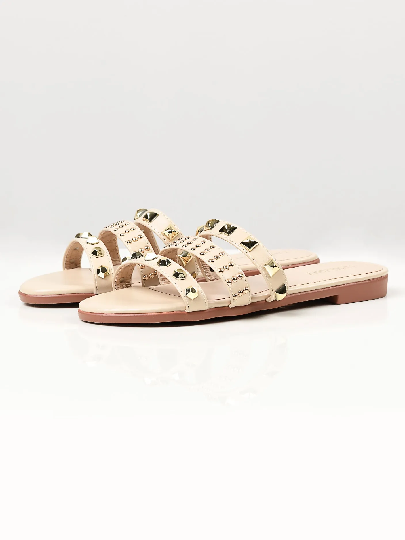 Studded Flats - Beige