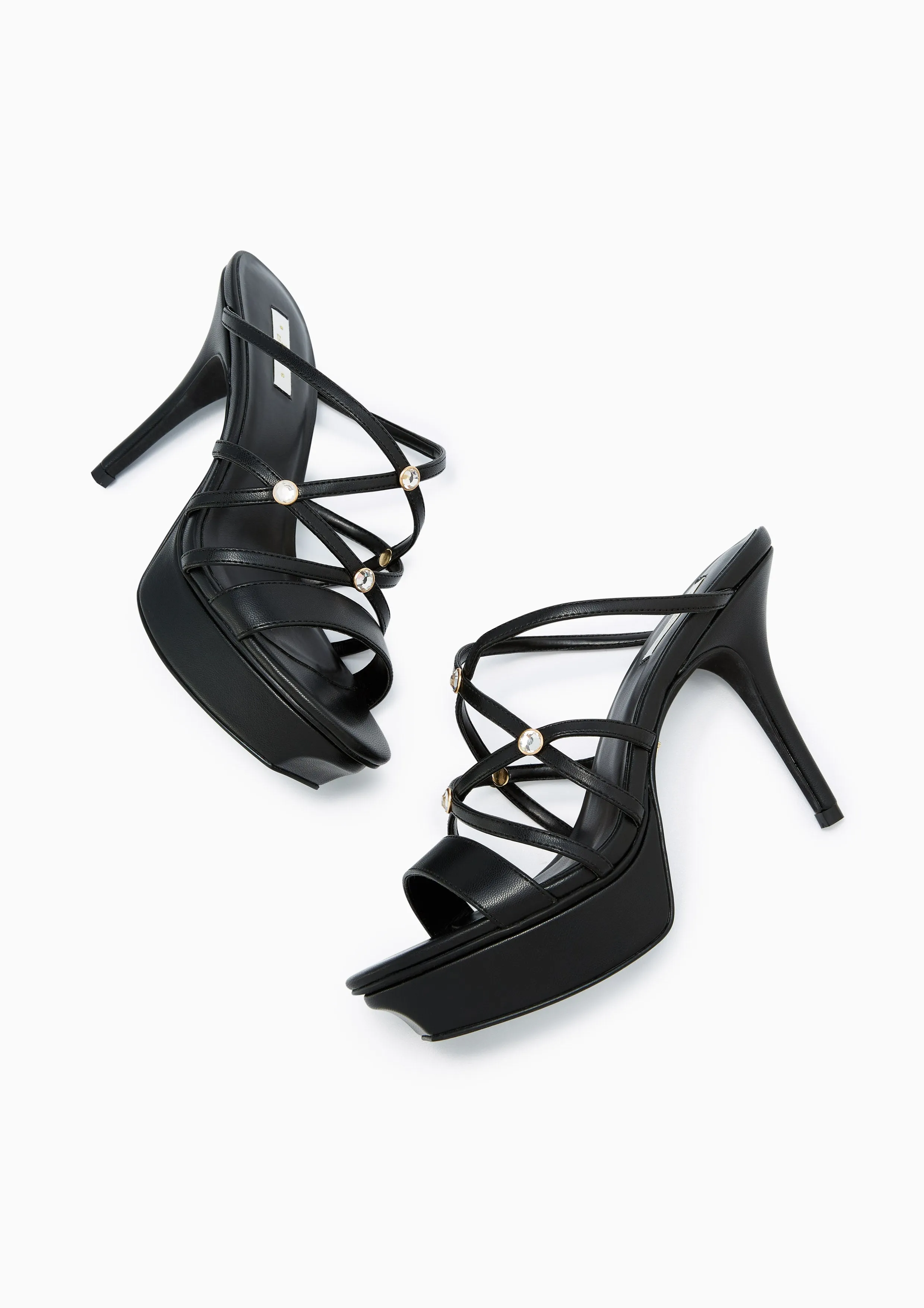 Tux High Heel Slingbacks - Black