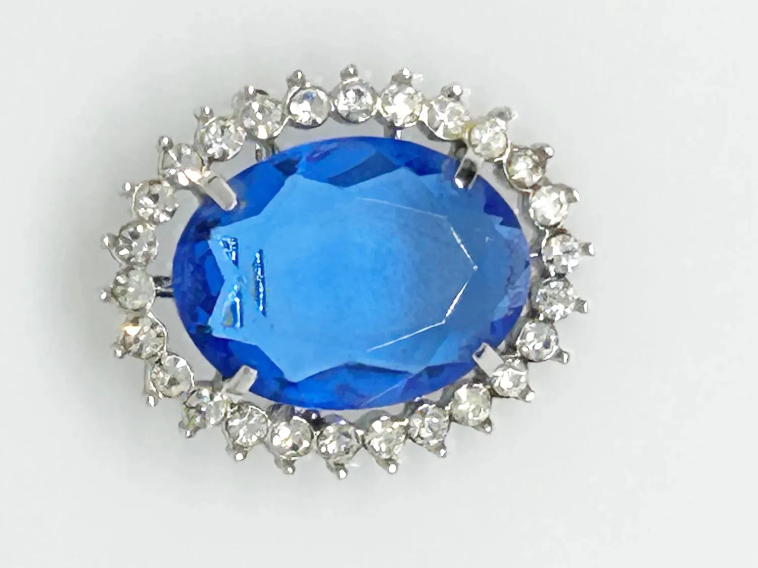 Vintage Brooch/ Pendant with Oval Blue Stone, Diana/Kate