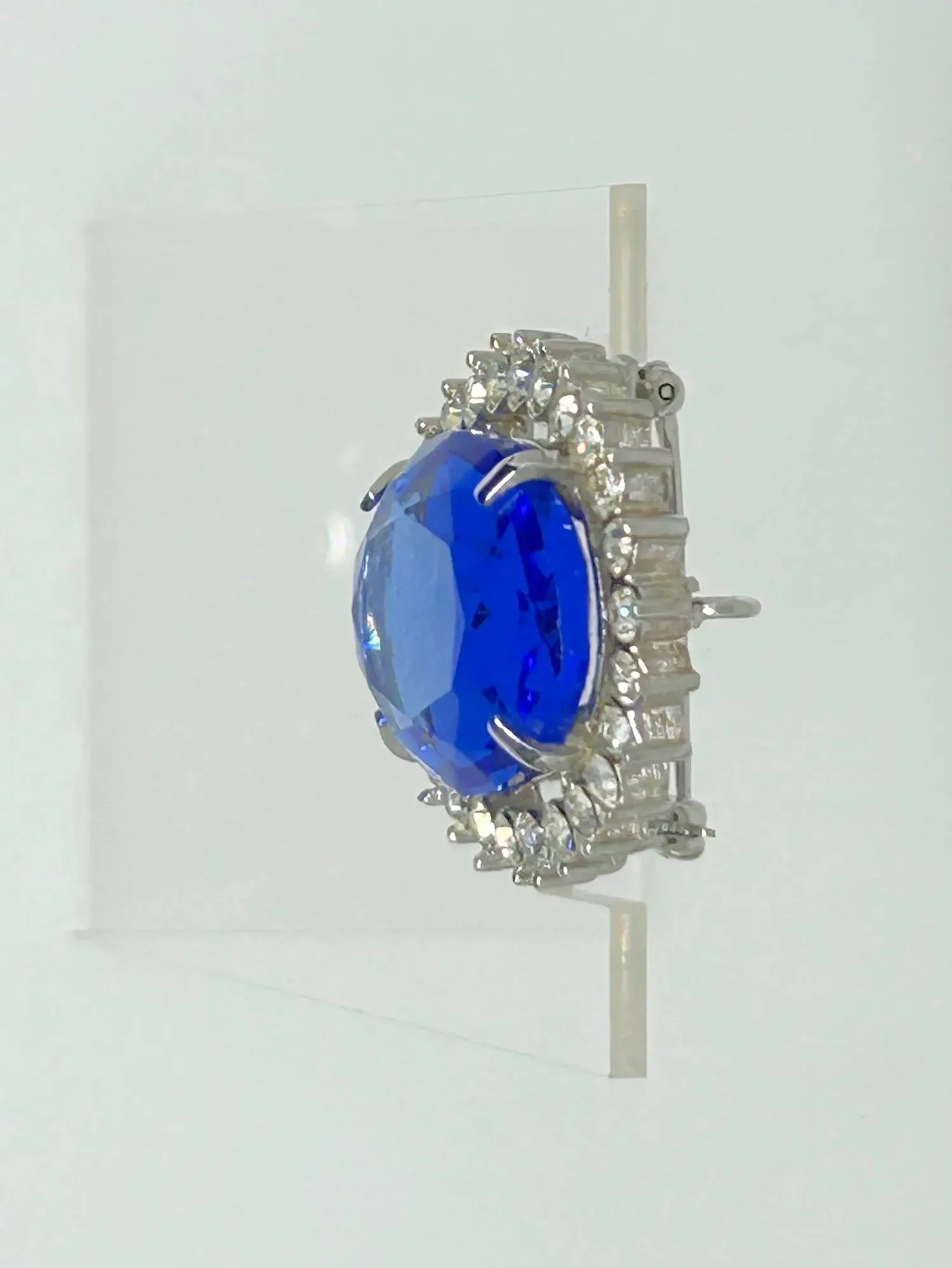 Vintage Brooch/ Pendant with Oval Blue Stone, Diana/Kate