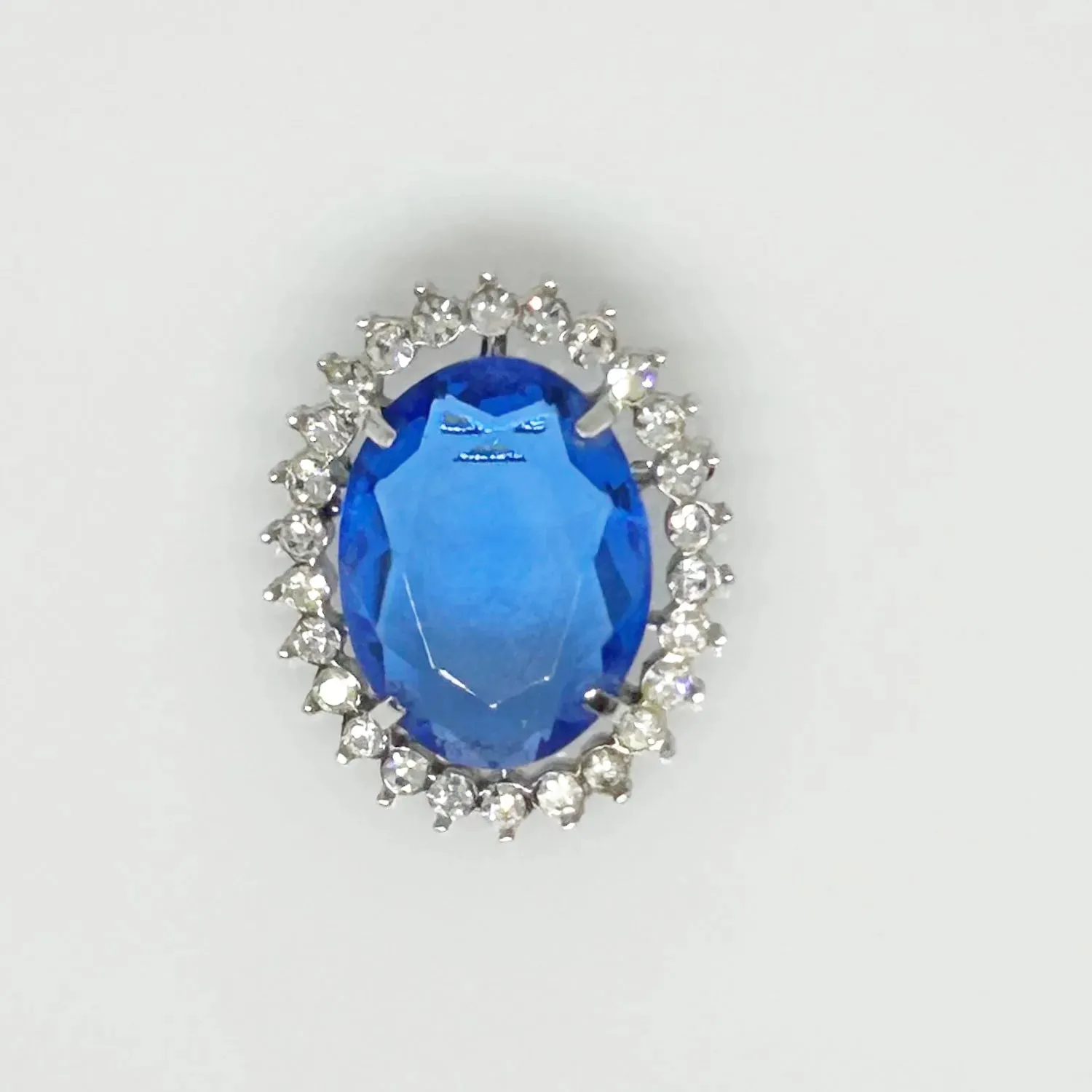 Vintage Brooch/ Pendant with Oval Blue Stone, Diana/Kate