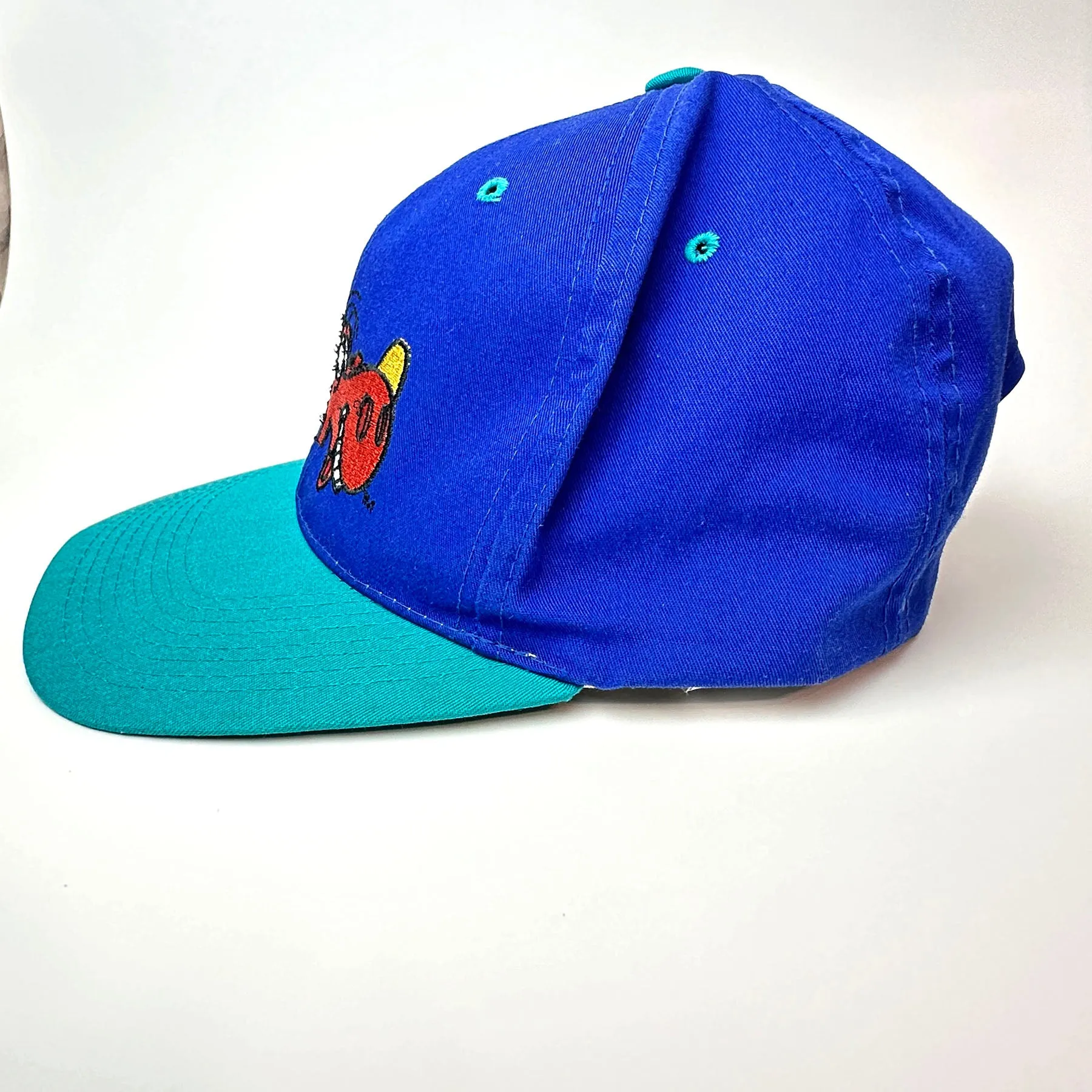 Vintage Rocky & Bullwinkle Embroidered Snapback Hat Blue / Teal